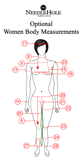 Optional women body measurements needlehole
