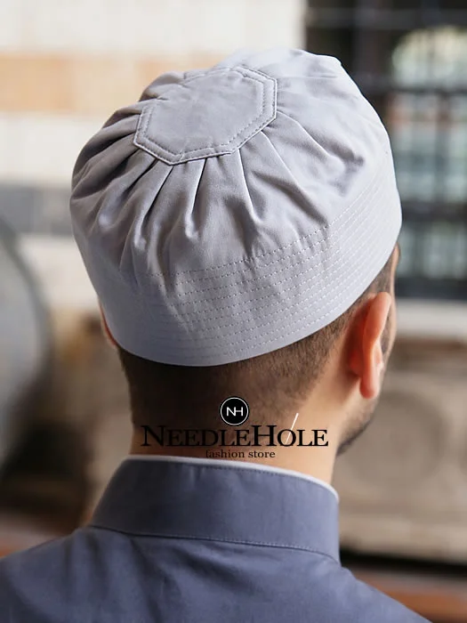 Muslim cap in silver grey color MC401022