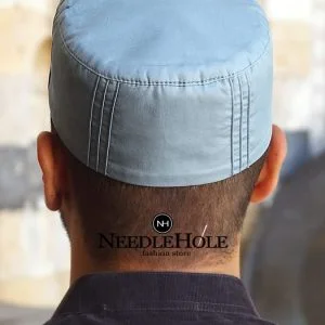 Pintucked salah cap in light gray color
