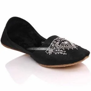 Embroidered Khussa Shoes In Black Colour