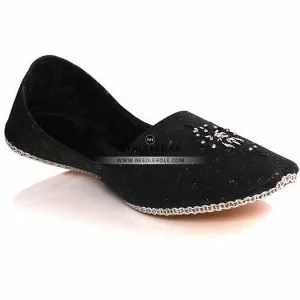 Pakistani Embroidered Khussa For Groom In Black Color