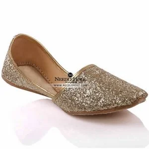 Pakistani Khussa Slippers In Gold Color