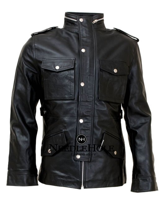 Men's Black Leather Jacket Slim Fit Biker Jacket