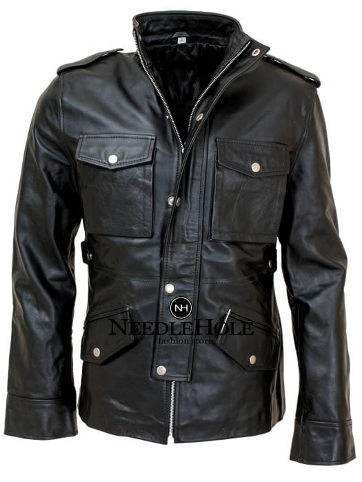 Men's Black Leather Jacket Slim Fit Biker Jacket