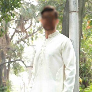 Formal kurta shalwar suit for men in splashed white color. Embroidered collar and front kurta with matching shalwar