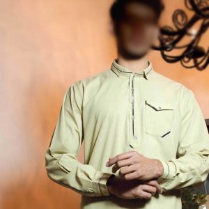 One pocket shalwar kameez suit for men in honeydew color