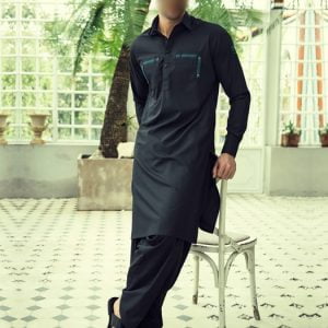 MSK401091 Double pocket shalwar kameez suit for men by dynasty in midnight blue color