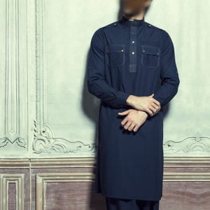 MSK401092 Double pocket kurta shalwar suit for men by dynasty in dark sapphire color