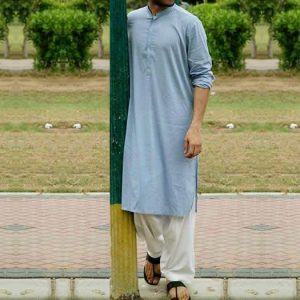 Pakistani kurta shalwar for men in baby blue color