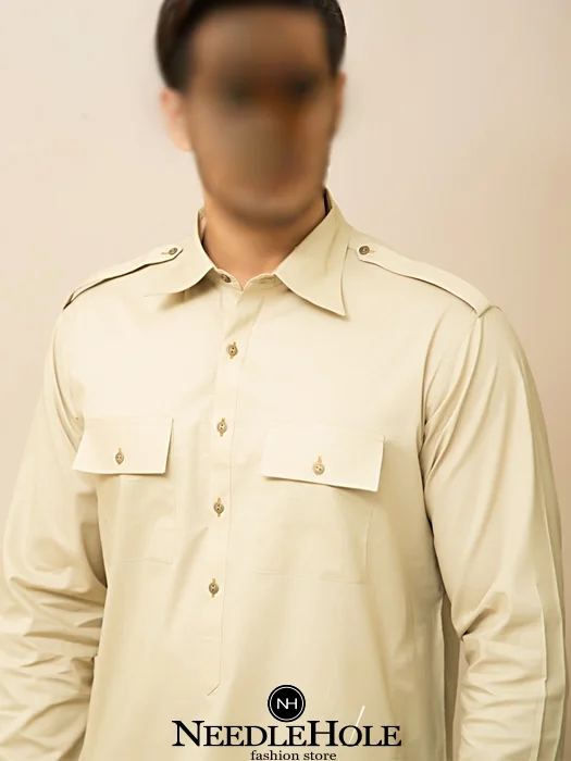 MSK401174 Double pocket salwar kameez suit for men in vanilla colour