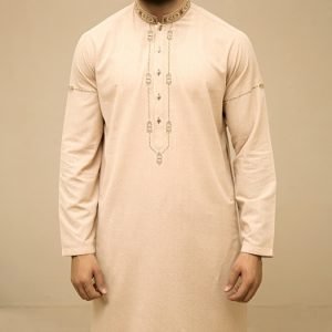 Stunning punjabi kurta shalwar suit for men in cream color