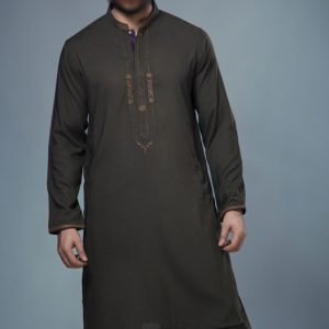 Wonderful pathani kurta shalwar design for men in bistre color