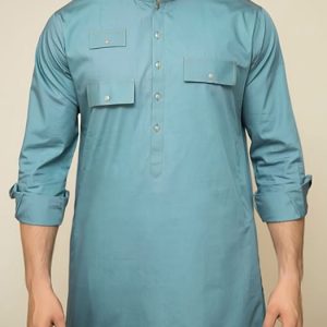 Wonderful teal color menswear kurta shalwar