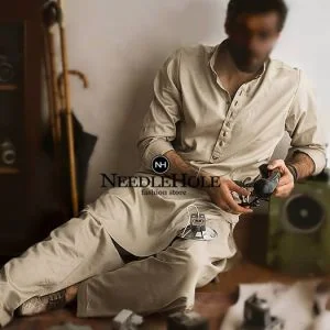 Pale cream casual salwar kameez design for men