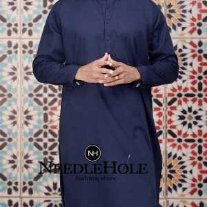 Mens shalwar kameez design in navy blue color