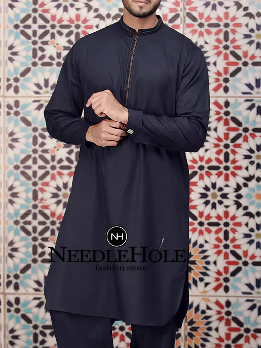 Mens kurta shalwar design in duke blue color