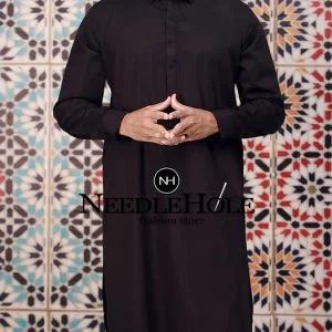 Plain salwar kameez suit for men in black color