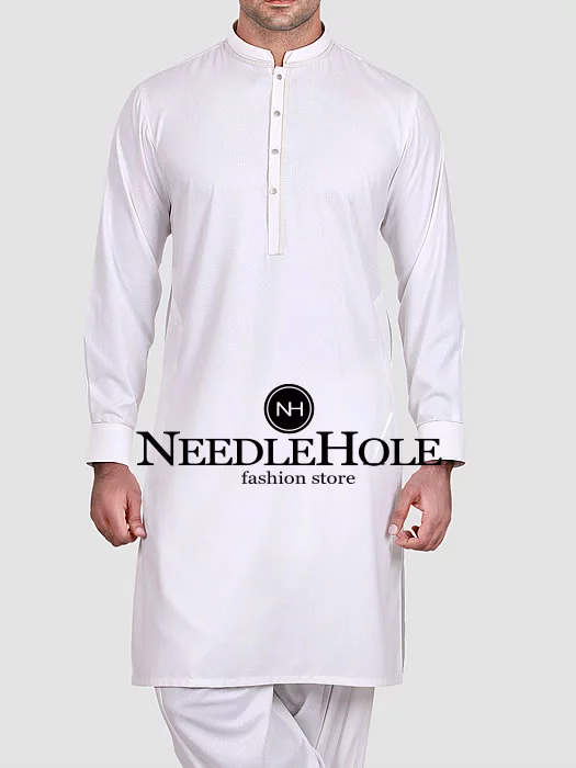 Plain kurta salwar suit for men in offwhite color