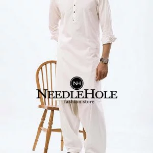 Fascinating offwhite shalwar kameez suit for men
