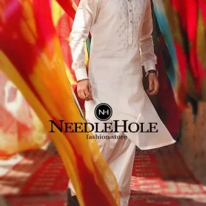 Off white embroidered formal kurta shalwar suit for men