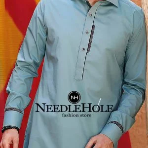 Steel blue shalwar kameez suit for men