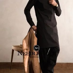 Classy look man shalwar kameez dress in black color