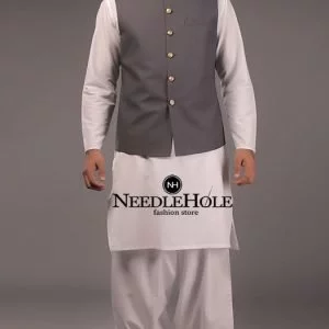 Nice gray color men waistcoat in suiting fabric