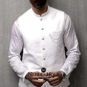Good-looking off white waistcoat for men in suiting fabric