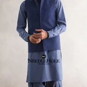 Beautiful waistcoat for men in deep royal blue color suiting fabric