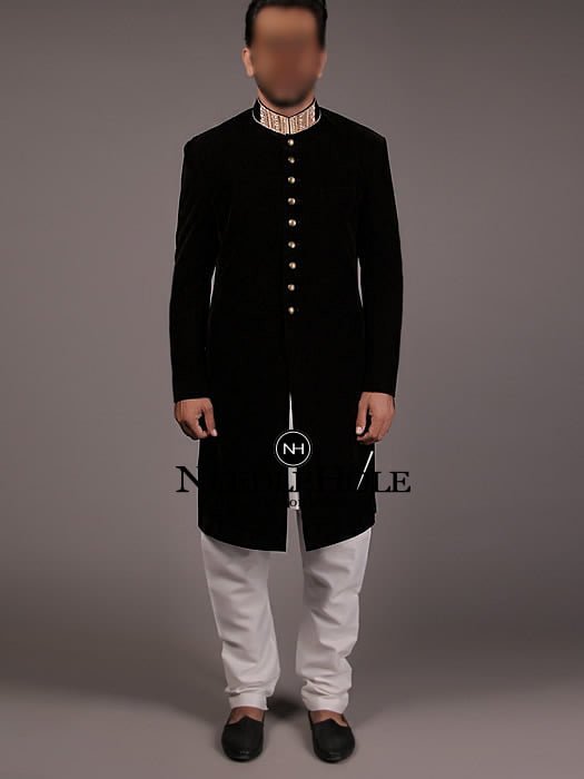 groom black sherwani