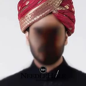 Dark red traditional Pakistani turban for groom