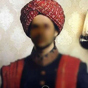Unique Wedding Turban, Banarsi Chiffon Fabric, Pre-Tied, Rufos