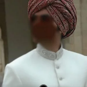 Traditional Wedding Turban, Silk Jamawar Fabric, Pre-Tied, Upsdell red