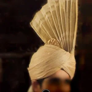 Unique Wedding Turban, Cotton Silk Fabric, Pre-Tied, Vanilla