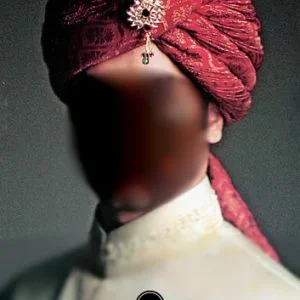 Luxurious Wedding Turban, Silk Jamawar Fabric, Pre-Tied, Fire brick