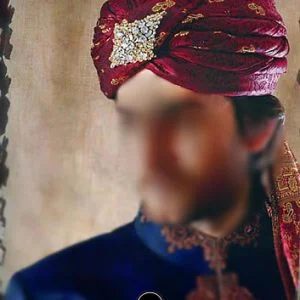 Exclusive Wedding Turban, Silk Jamawar Fabric, Pre-Tied, Burgundy