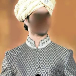 Traditional Rajasthani Wedding Turban, Silk Jamawar Fabric, Pre-Tied, Cream