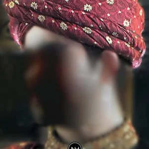 Unique Wedding Turban, Silk Jamawar, Pre-Tied, Maroon