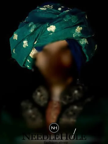 Reception turban for groom, pre-tied banarsi chiffon wedding turban in dartmouth green color