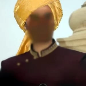 Luxurious Wedding Turban, Silk Jamawar, Pre-Tied, Selective Yellow