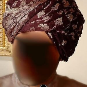 Men's turban for wedding, pre-tied jamawar wedding turban in rosewood color