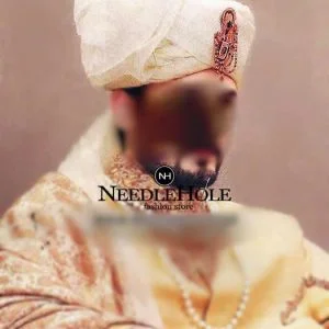 Royal Wedding Sehra For Groom In Offwhite Color Features Jewelled Brooch On Front & Long Tail