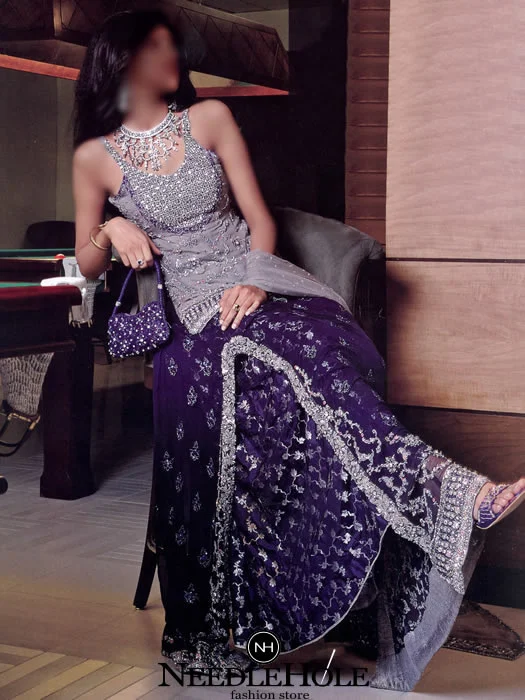 fitted lace wedding dress Maria B BD-2903 Purple Pakistani Indian Wedding Bridal Dresses USA UK Mehndi Nikkah Outfits Custom Stitched / 5.6 ft main image 0