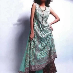 A-line special occasion dress, embellished u neck long shirt with flared trouser, electric blue