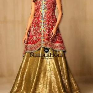 Designer Formal Dress For Women Sleeveless Lehenga Outfit Comes With Embroidered Open Front Stand Collar V-Neck Shirt Lehenga & Dupatta