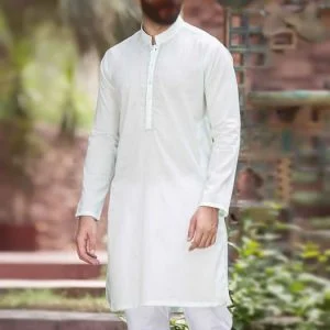 Awesome offwhite men kurta pajama outfit for brother wedding party comes with thread work on front