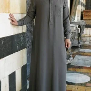 Arabic Thobe For Men In Dark Olive Color