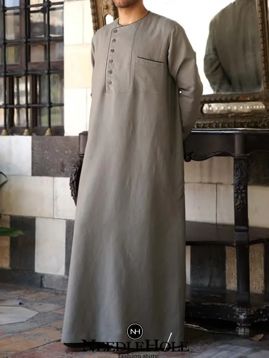 Muslim Thobe For Men In Taupe Grey Color