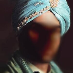 Handsome Groom Turban, Silk Jamawar Fabric, Pre-Tied, Maya blue